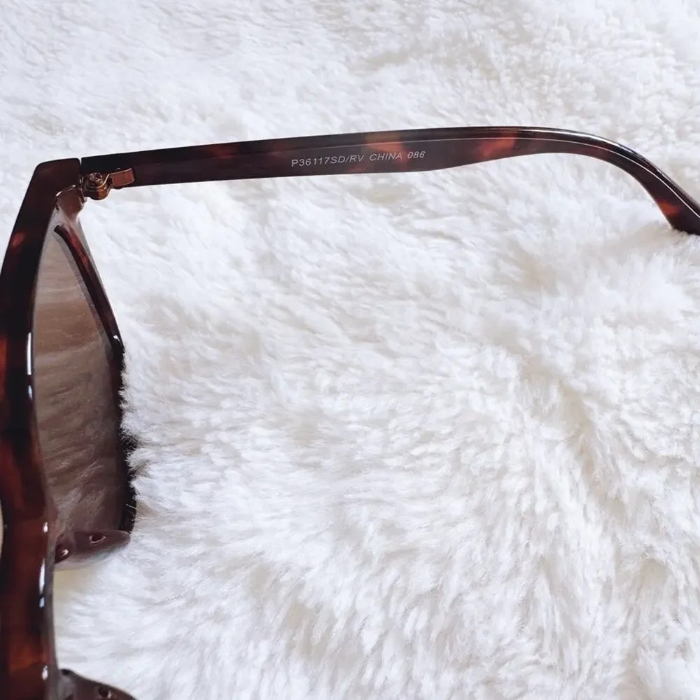 Milo Tortoise Brown Oversized Oval Horn Rims Sunglasses